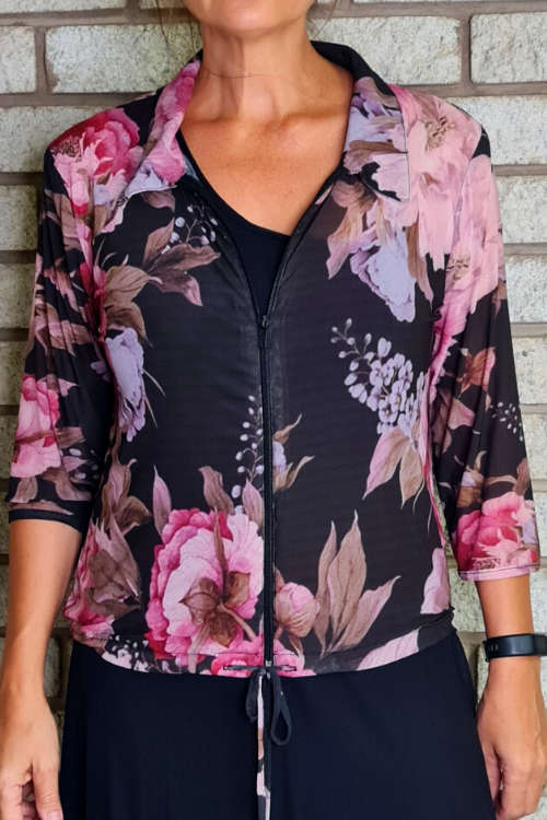 Hibiscus Zipper Top