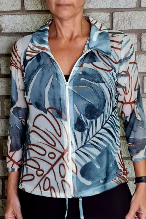 Sage Leaf Zipper Top