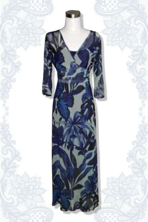 Indigo Leaves Empire Dress