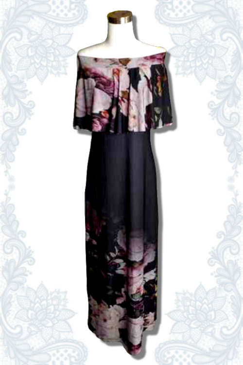 Floral Ombre Bardot Dress