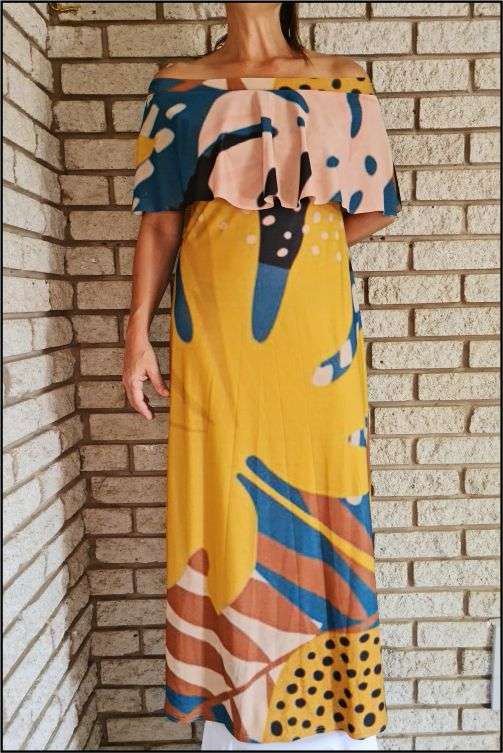 Leaves Bardot Dress