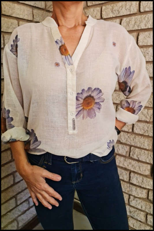Sheer Daisy Cotton Shirt