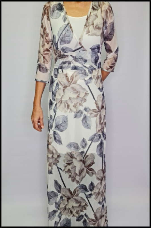 Grey Roses Empire Dress