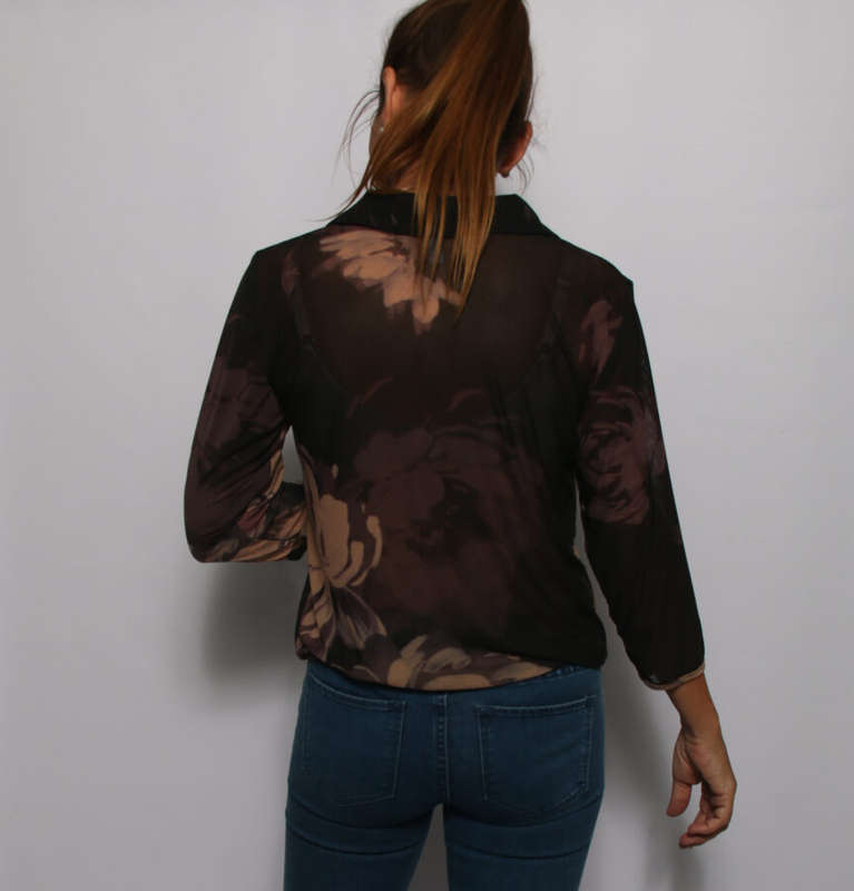 Midnight Blooms Zipper Top