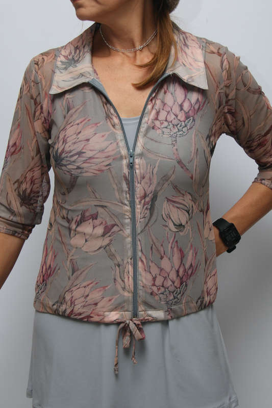 Pink Protea Zipper Top