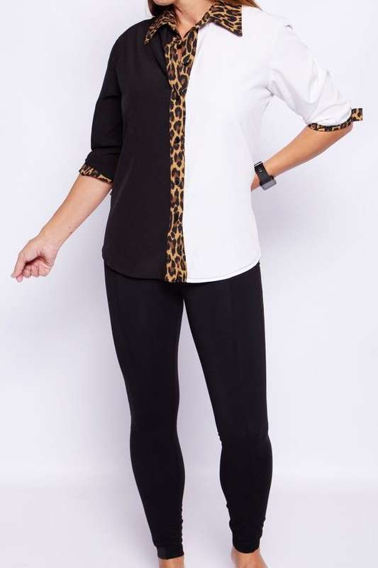 Two-Tone Animal Shirt - 3/4 Sleeve