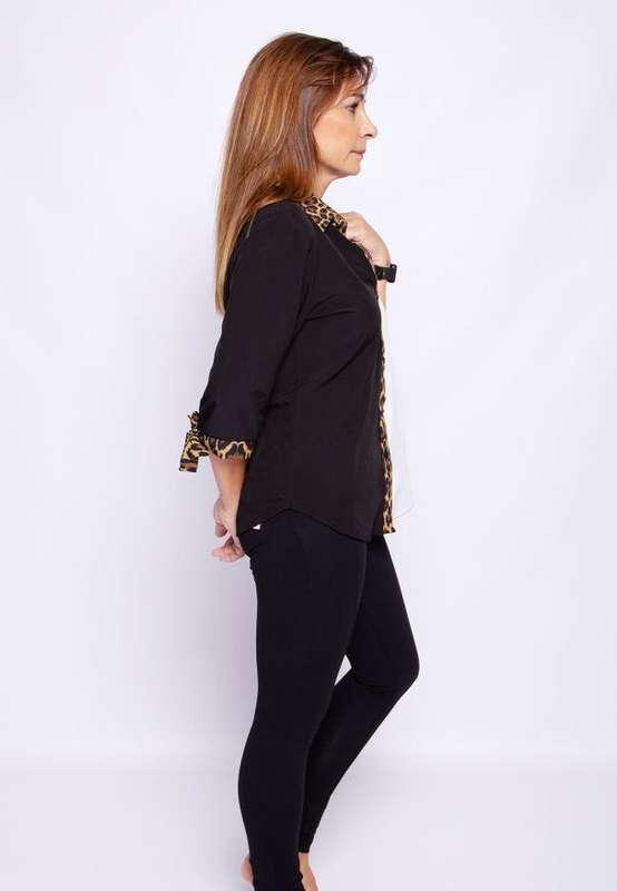 Two-Tone Animal Shirt - 3/4 Sleeve