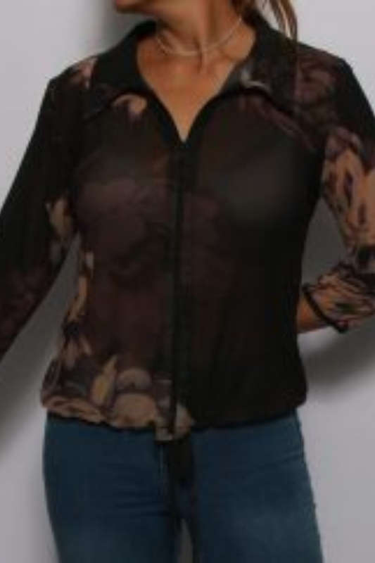 Midnight Blooms Zipper Top