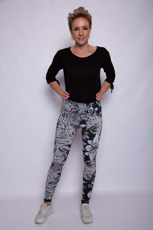 Orchid Bloom/Floral Line Art Reversible Tights