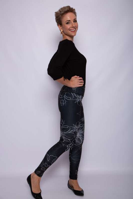 Orchid Bloom/Floral Line Art Reversible Tights
