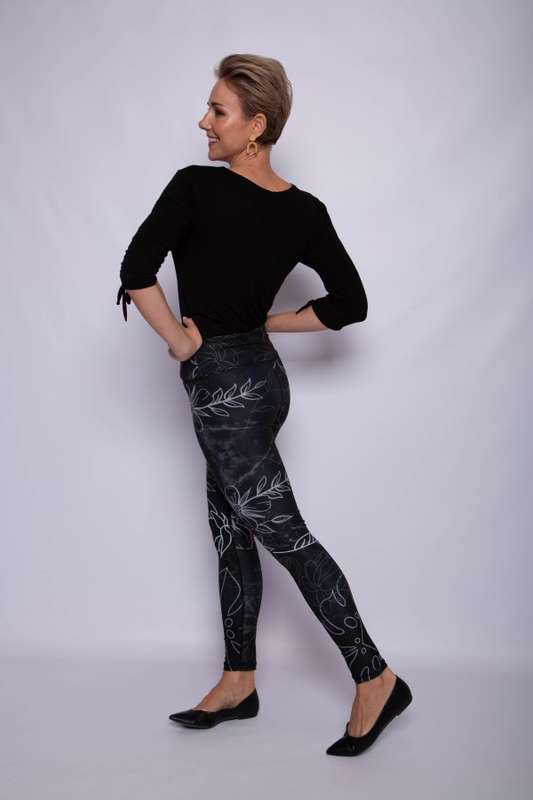 Orchid Bloom/Floral Line Art Reversible Tights