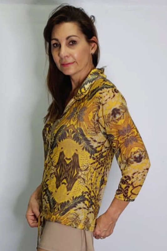 African Mustard Zipper Top