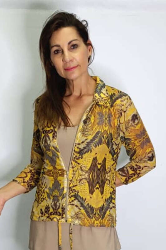 African Mustard Zipper Top