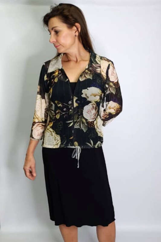 Olive Blooms Zipper Top
