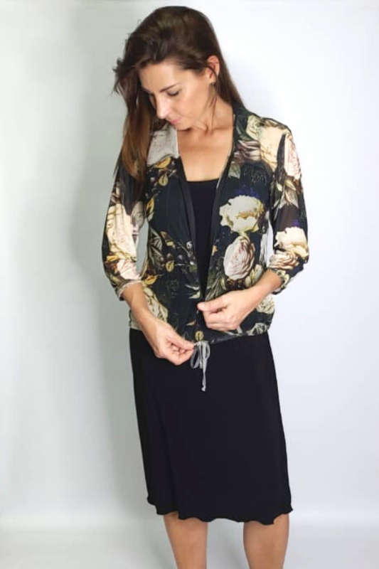 Olive Blooms Zipper Top