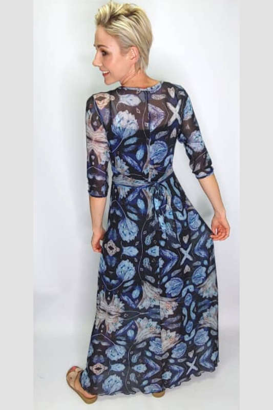 Blue Blossoms Empire Dress