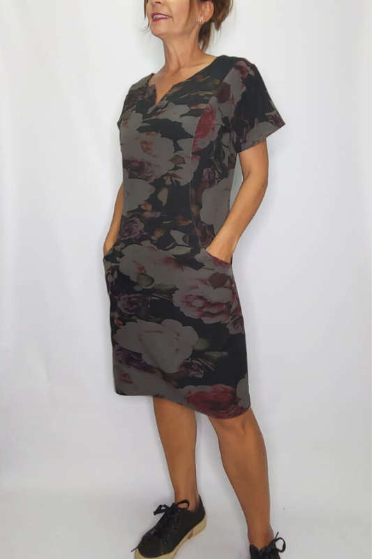 Black Floral Pocket Dress