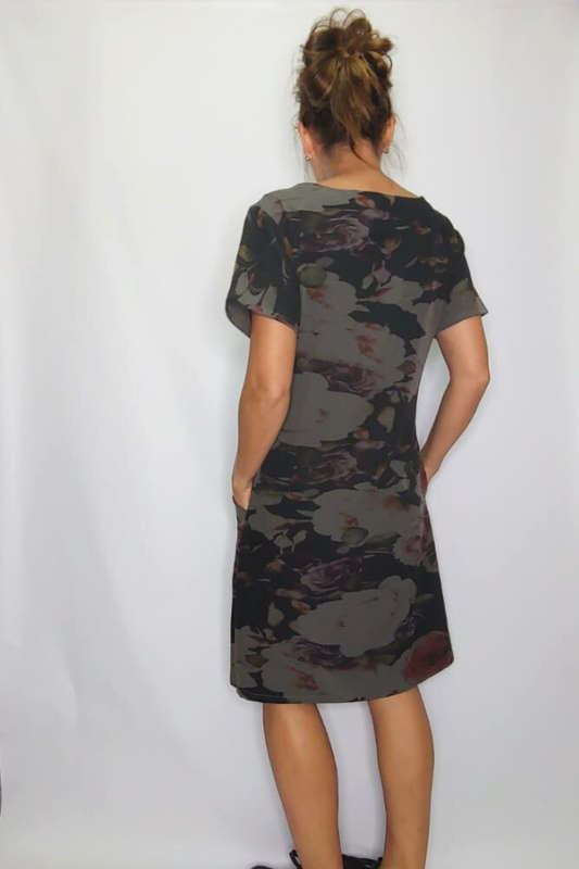 Black Floral Pocket Dress