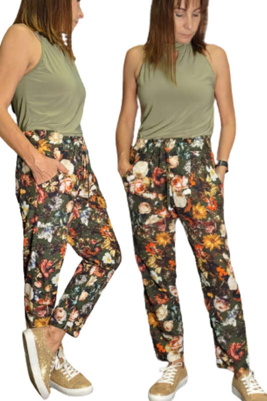 Floral Forest Draw-String Pocket Pants