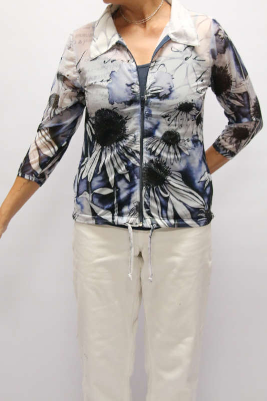Flower Story Zipper Top