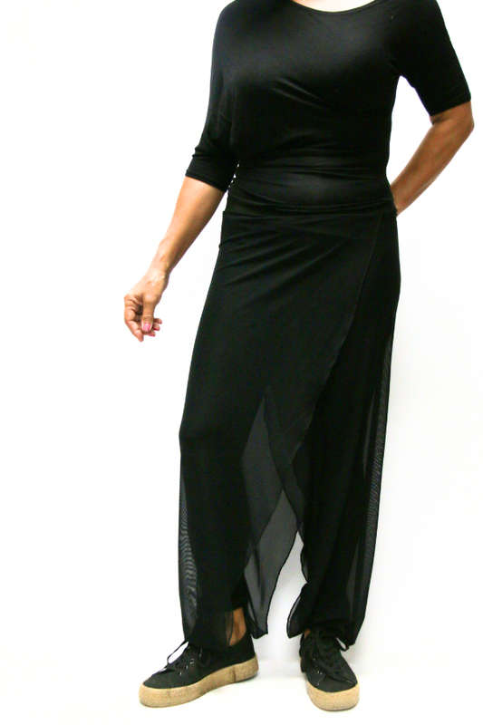 Mesh Cross-Over Pants