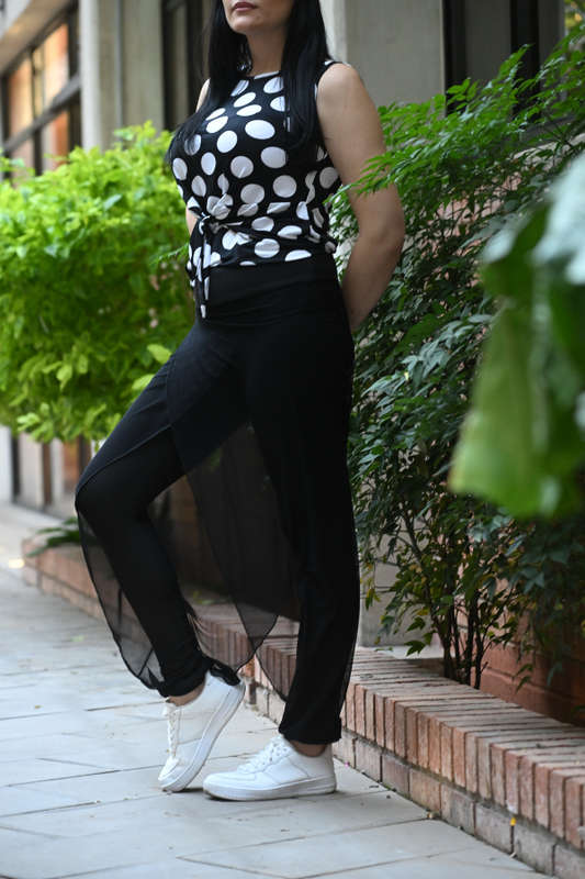 Mesh Cross-Over Pants