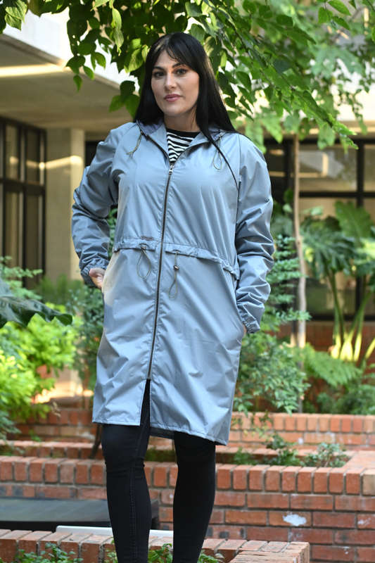Grey Pull-in waist Raincoat