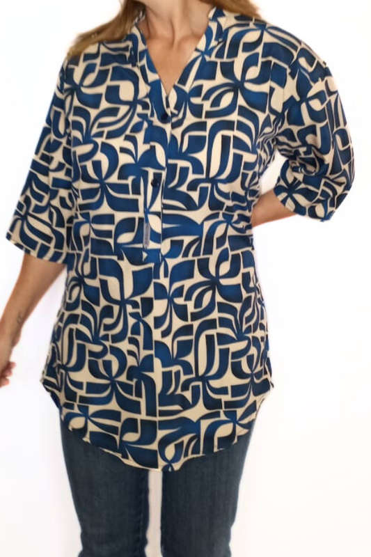 Geometric Teal Top