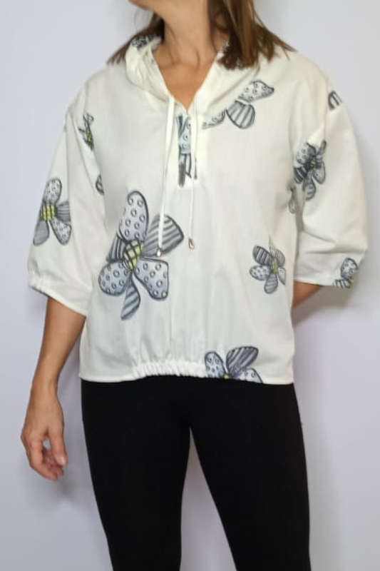 Artistic Flowers Hoodie Top