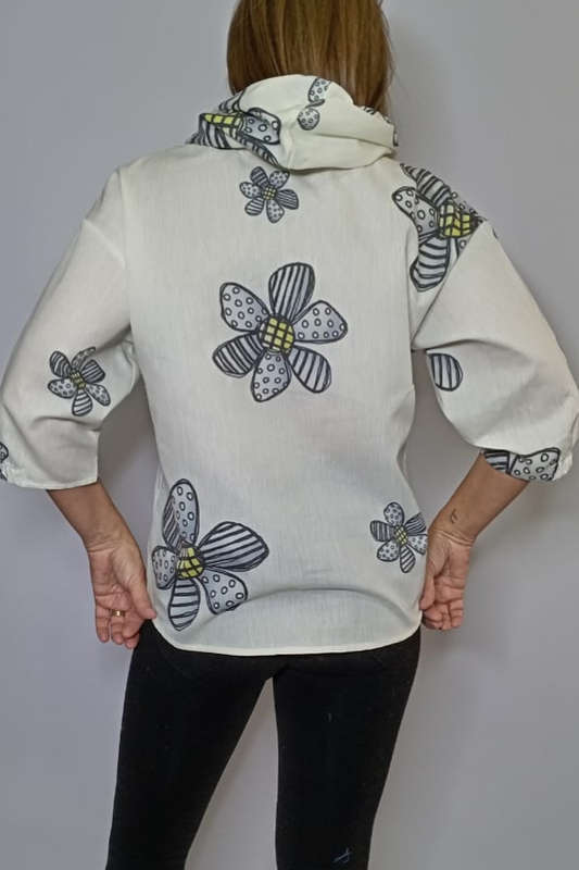 Artistic Flowers Hoodie Top