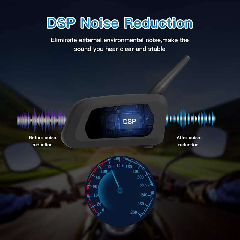 EJEAS V6 Pro Motorcycle Helmet Bluetooth Intercom Headset Communication System, 2 Riders 1200m
