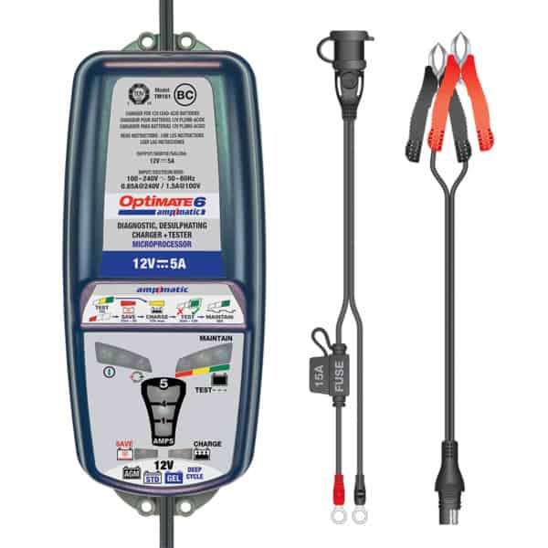 OptiMate 6 TM-180 (9-Step Automatic 12V 5A Battery Charger (15-240Ah), Maintainer &amp; Recovery)...