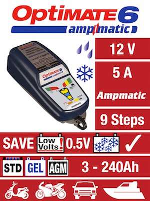 OptiMate 6 TM-180 (9-Step Automatic 12V 5A Battery Charger (15-240Ah), Maintainer &amp; Recovery)...