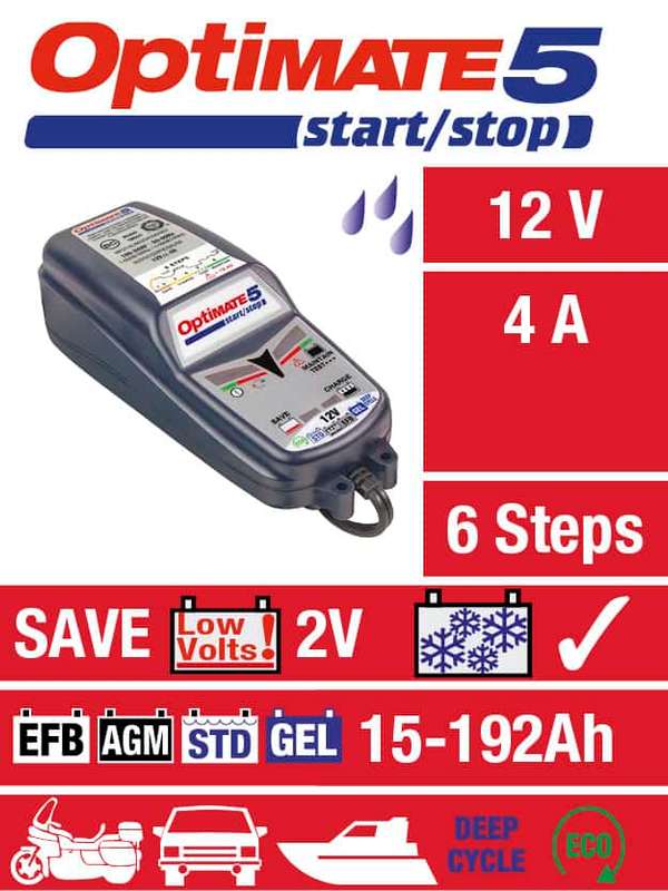 OptiMATE 5 TM-220 (6-Step Automatic 12V 4A Battery Charger (15-192Ah), Maintainer & Recovery) - I...