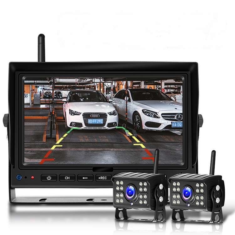 1080P Wireless Reversing System with 7-Inch Screen, 4 Cameras, and 800M Range for 12-24V Cars, Bu...