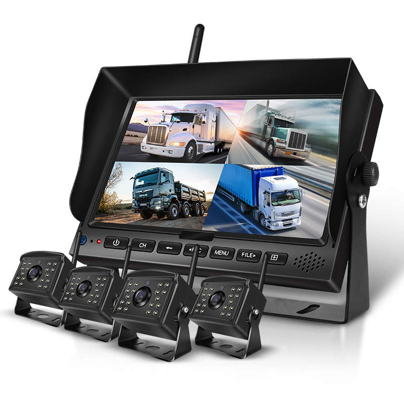 1080P Wireless Reversing System with 7-Inch Screen, 4 Cameras, and 800M Range for 12-24V Cars, Bu...