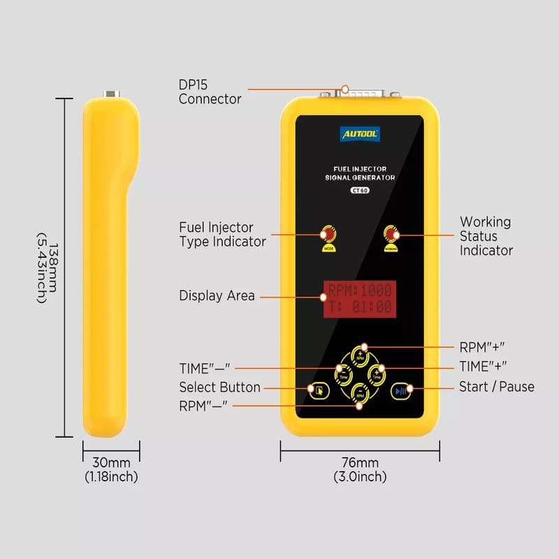 Autool CT60 Car Fuel Injector Tester and Cleaner | Low/High-Volt Mode
