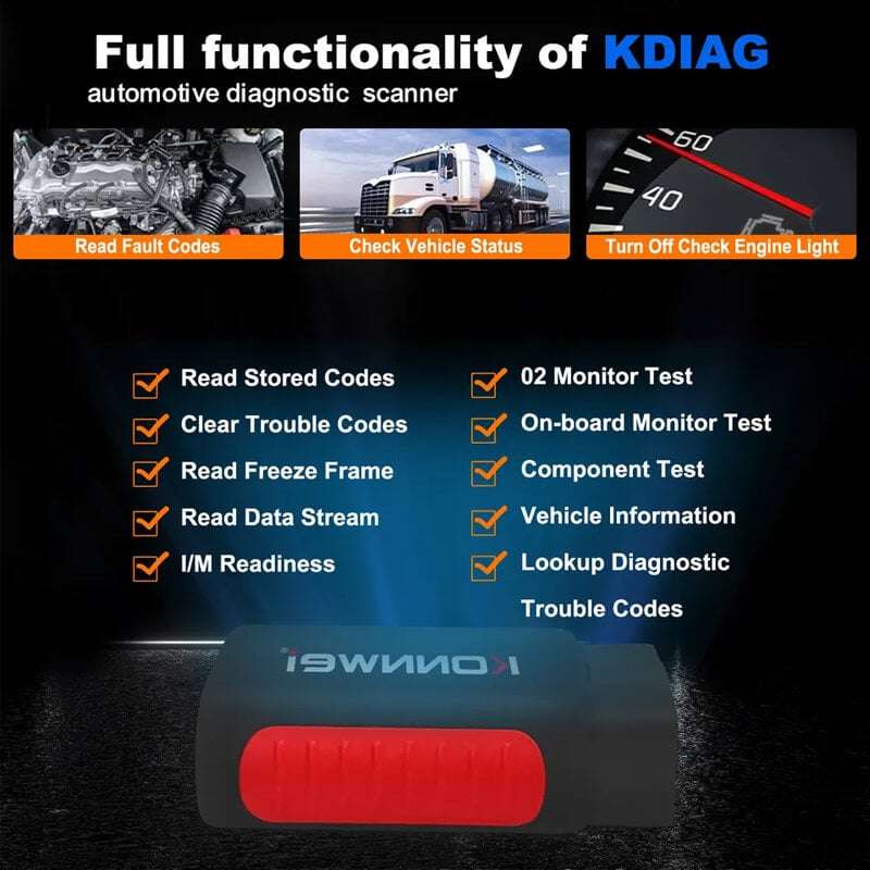 Konnwei KDIAG Bluetooth OBD2 Scanner Diagnostic Tool for iPhone & Android | Full System Diagnosis...