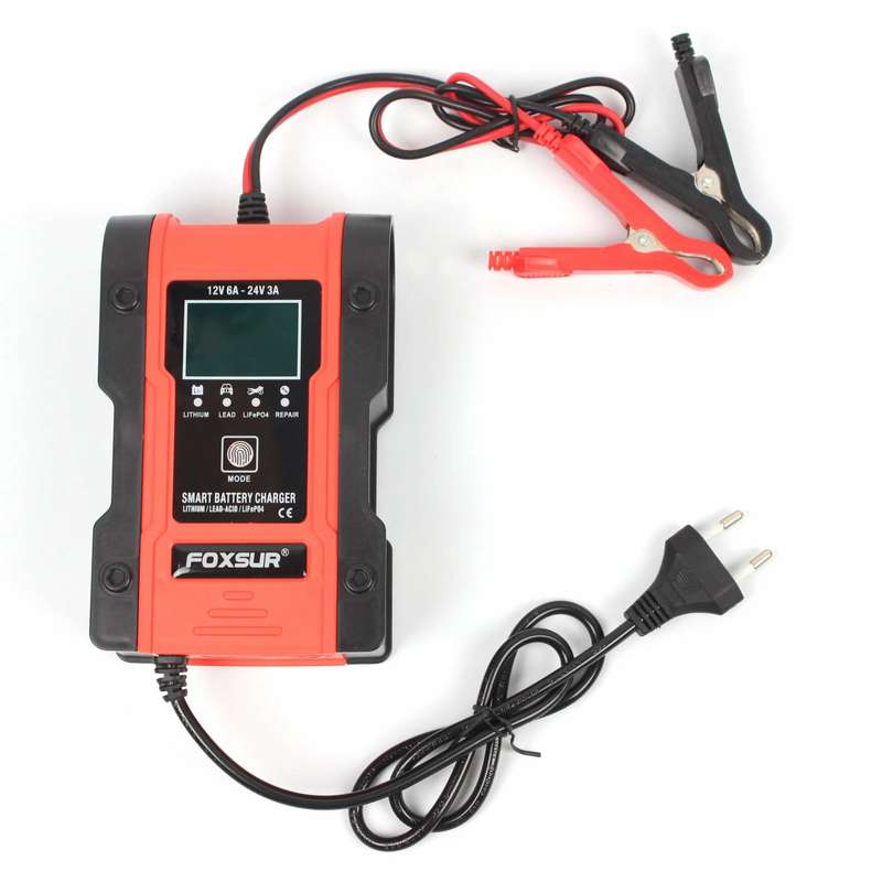 Car Battery Charger 12V 24V, 6A 12.6V Lithium Battery Charger & Maintainer, 7-Stage Car & Motorcy...