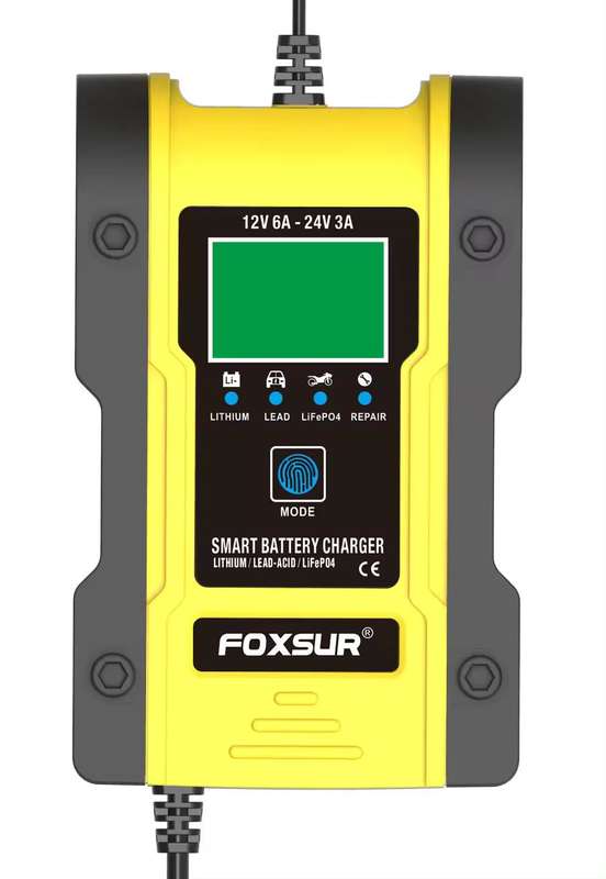 Car Battery Charger 12V 24V, 6A 12.6V Lithium Battery Charger & Maintainer, 7-Stage Car & Motorcy...