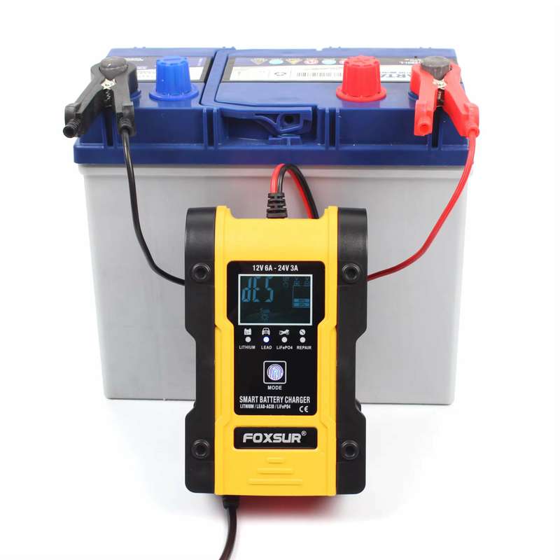 Car Battery Charger 12V 24V, 6A 12.6V Lithium Battery Charger & Maintainer, 7-Stage Car & Motorcy...