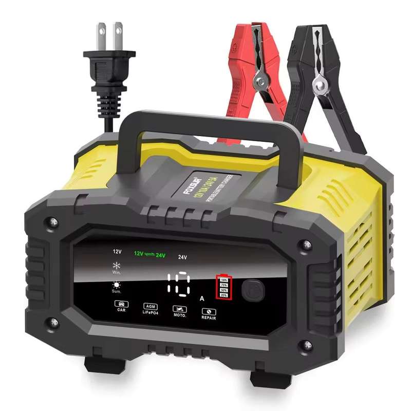 Pulse Repair 12V 24V Battery Charger, 12V 10A Automatic Intelligent Start-Stop Pulse Repair Lead ...
