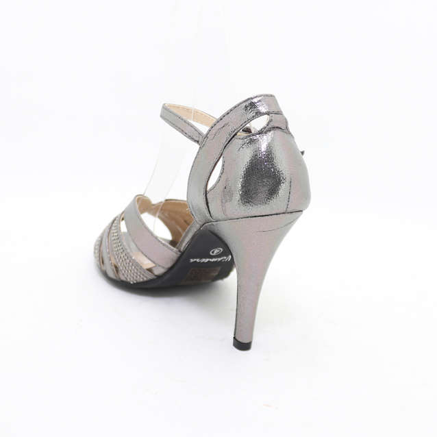 Ankle Strap Heel Sandal Pewter -Size 7 8 left