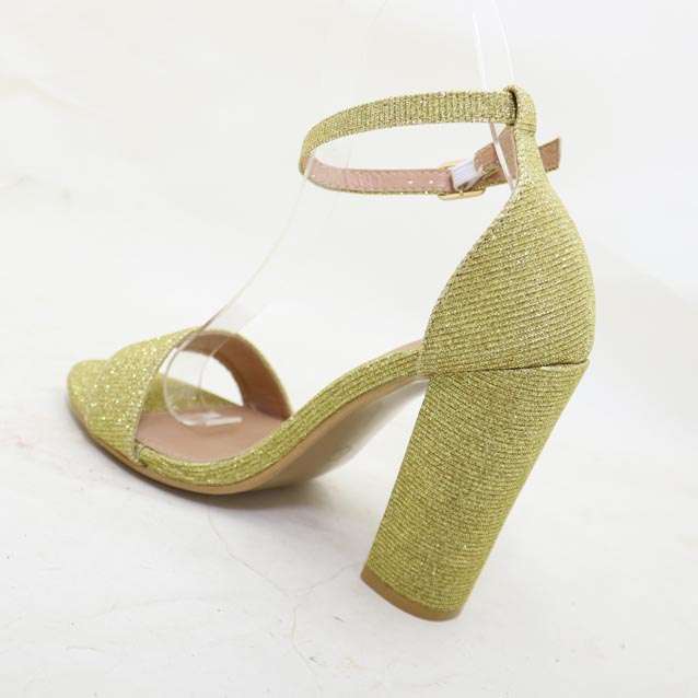 Gold Glitter Low Heeled Sandal -Size 3 4 5 6 7