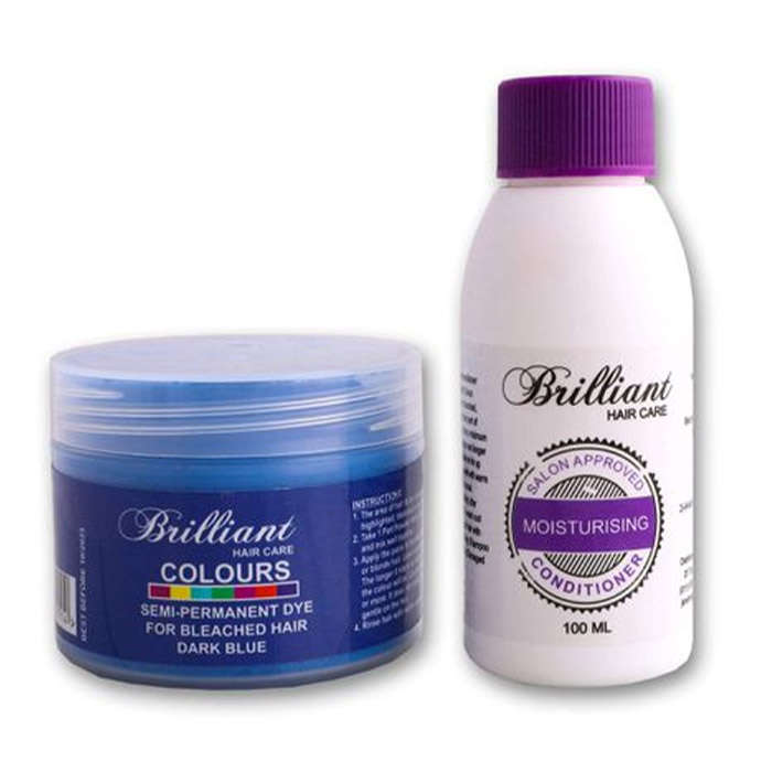 Brilliant Colours Hair Dye Combo Pack - Semi Permanent Dye Powder - Dark Blue