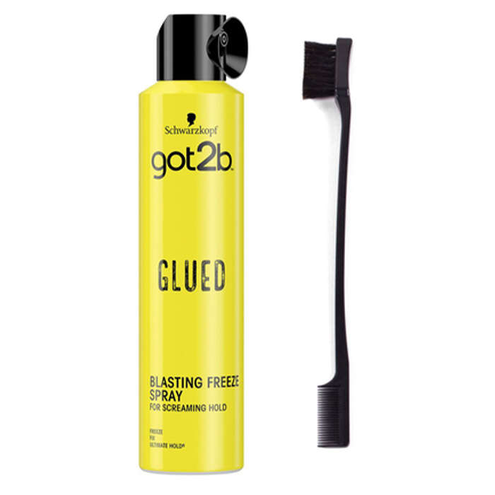 Schwarzkopf Got2b Glued Hairspray 300ml with Edge Control Brush combo