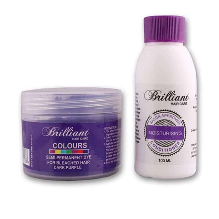 Brilliant Colours Hair Dye Combo Pack - Semi Permanent Dye Powder - Dark purple