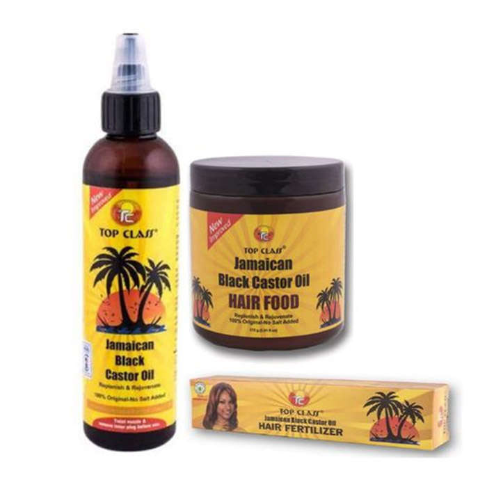 Top Class Jamaican  Black  Castor Oil, Fertilizer & Hairfood Treatment  Kit