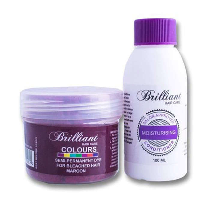 Brilliant Colours Hair Dye Combo Pack - Semi Permanent Dye Powder - Maroon