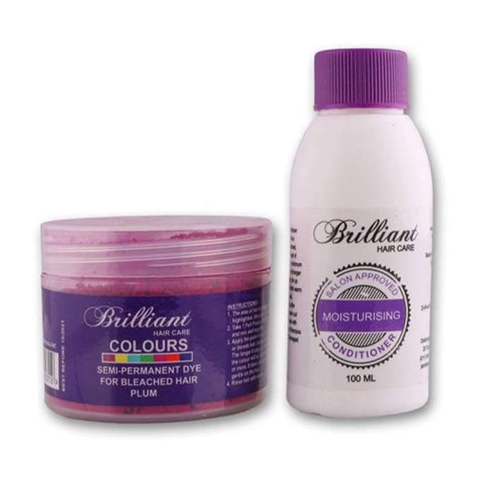 Brilliant Colours Hair Dye Combo Pack - Semi Permanent Dye Powder - Plum
